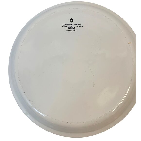 VTG Corning Ware P-309 9-Inch Pie Plate White With Blue Corn Floral Design 8411 - Picture 2 of 6